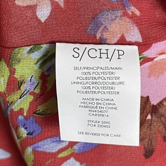 Cabi Devoted Sz S Blouse Red Floral Bell Sleeves Medium 3590 Multi Color Layered - Picture 8 of 8